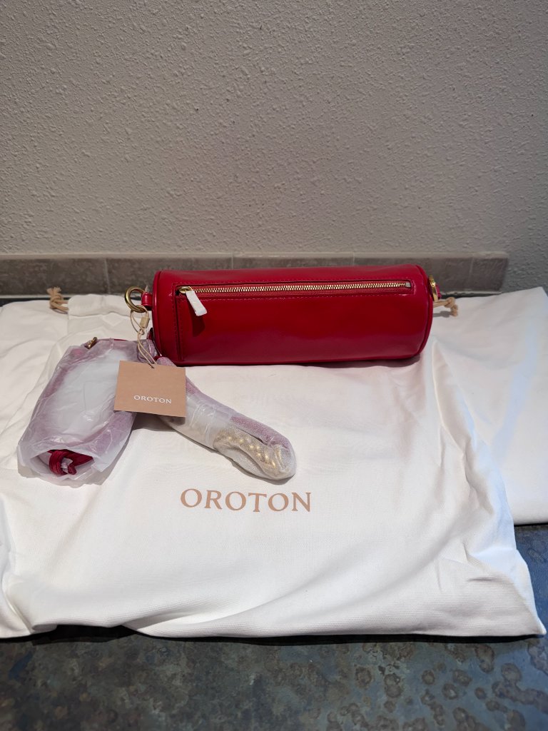 Oroton Market Red Leather Romy Barrel Bag — image 2 of 8